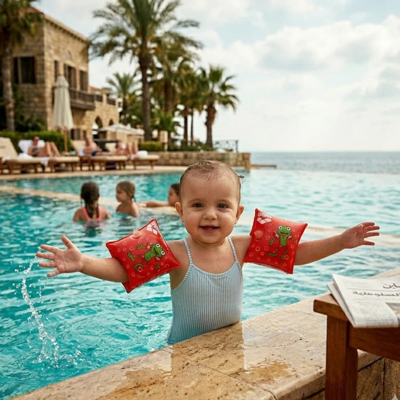Arena Kids Soft Armbands – Red (1–2 Years)