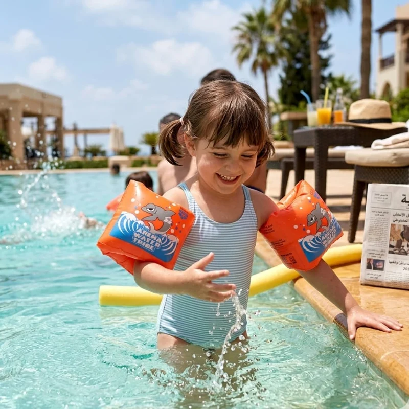 Arena Kids Soft Armbands – Orange (3–12 Years)