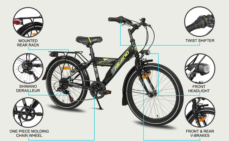Hiland Sentry+ 20” Kids Mountain Bike – Black