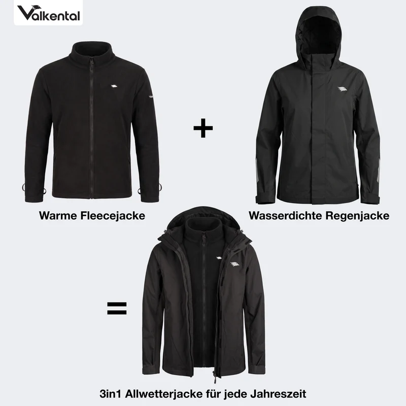 3in1 Smart Jacket - 100% reflektierend & wasserdicht mit Fleece Zipp-In - B-Ware