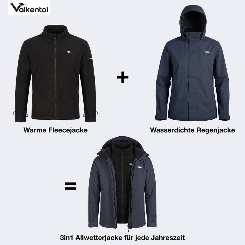 3in1 Smart Jacket - 100% reflektierend & wasserdicht mit Fleece Zipp-In - B-Ware