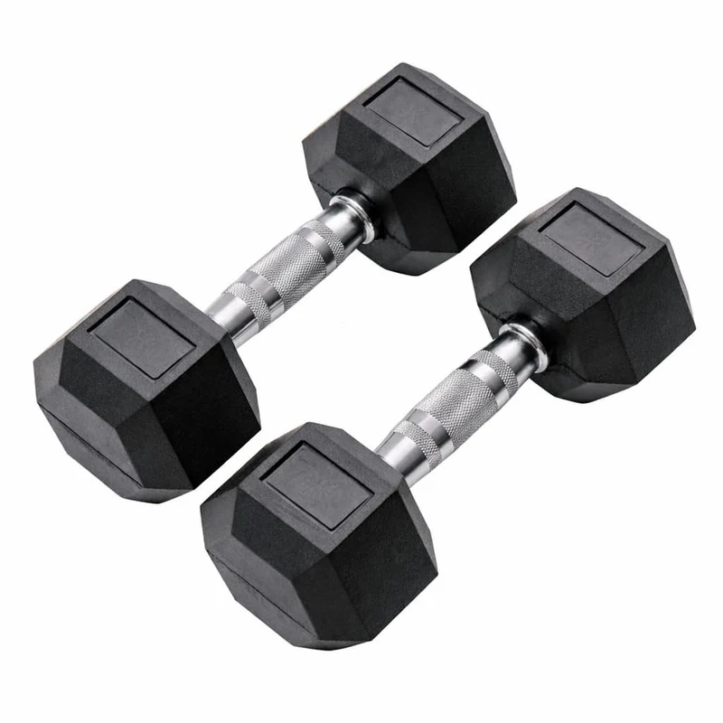 Hexagon Rubber Dumbbells – Pair (2.5 kg to 50 kg)