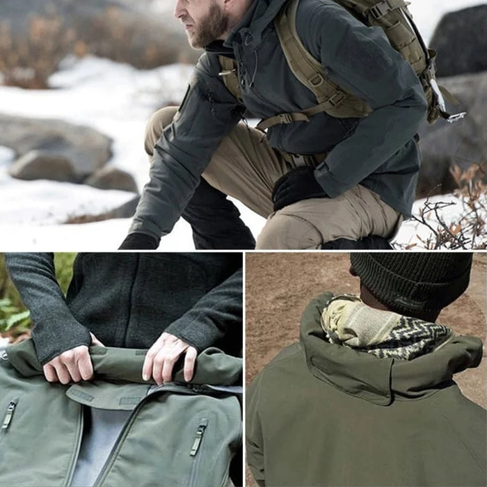 Herren Softshelljacke | Winddichte, wasserabweisende Outdoorjacke mit Kapuze, Fleecefutter und verstellbaren Bündchen