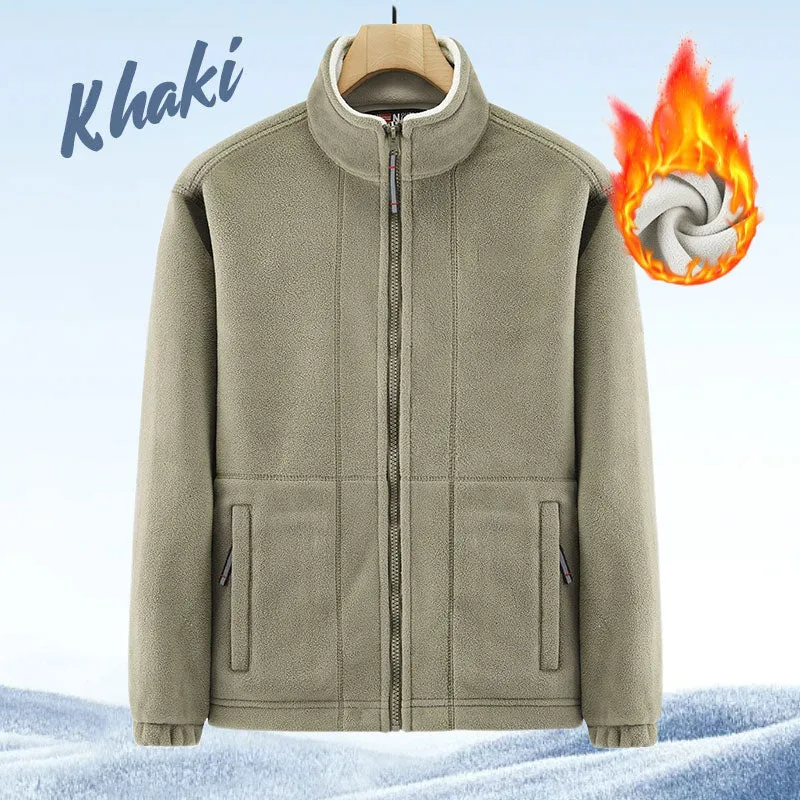 Herren Fleecejacke | Warme Jacke mit doppelseitigem Fleece, Stehkragen und durchgehendem Reißverschluss