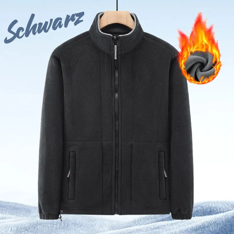 Herren Fleecejacke | Warme Jacke mit doppelseitigem Fleece, Stehkragen und durchgehendem Reißverschluss