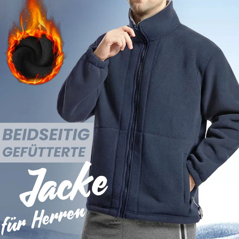 Herren Fleecejacke | Warme Jacke mit doppelseitigem Fleece, Stehkragen und durchgehendem Reißverschluss