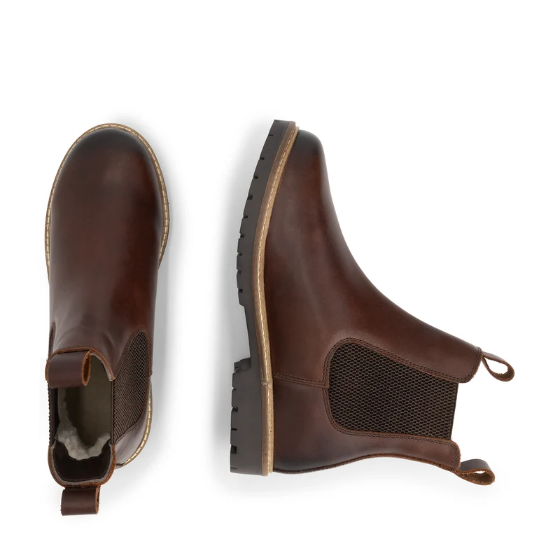 Tversted Damen – Chelsea-Stiefel – Mit Wolle gefüttert – Dunkelbraun