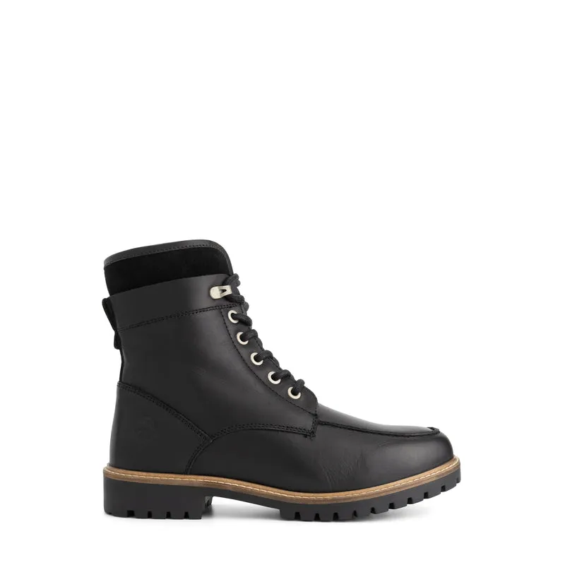 Langstrand Herren - Schnürboots - Wolle gefüttert - Schwarz