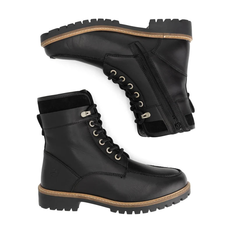 Langstrand Herren - Schnürboots - Wolle gefüttert - Schwarz