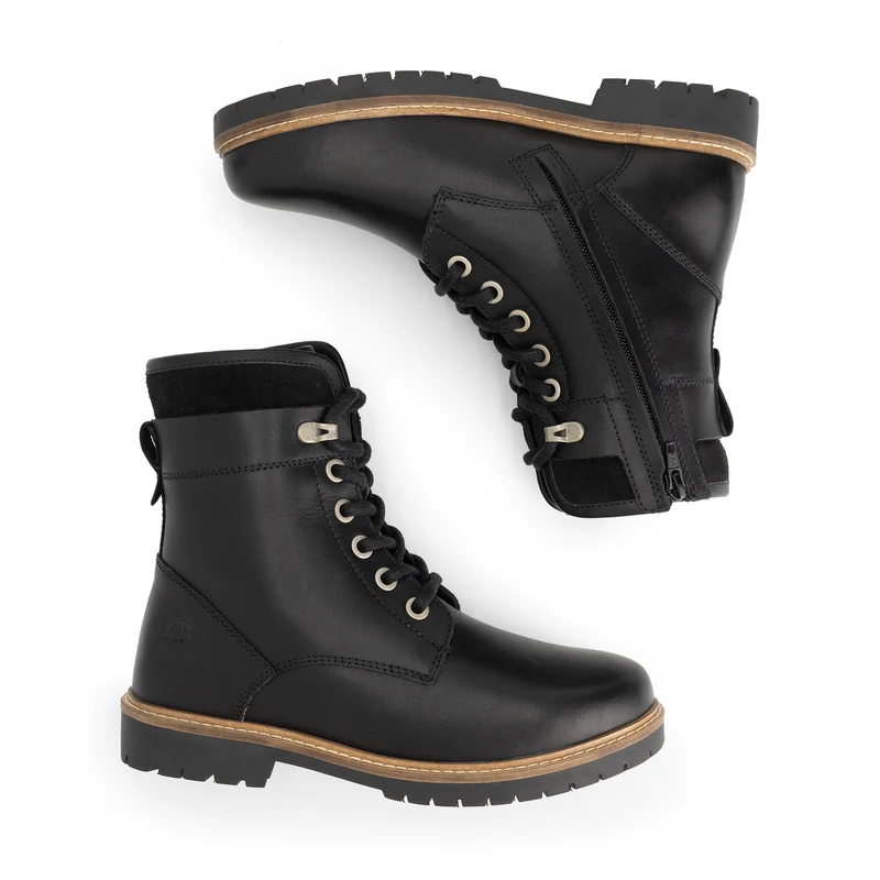 Larvik Damen - Schnürboots - Wolle gefüttert - Schwarz