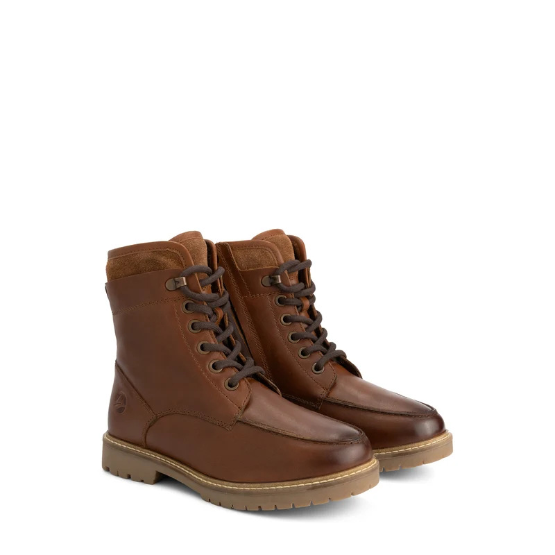 Tronstad Damen - Schnürboots - Wolle gefüttert - Cognac