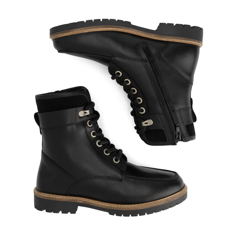 Tronstad Damen - Schnürboots - Wolle gefüttert - Schwarz