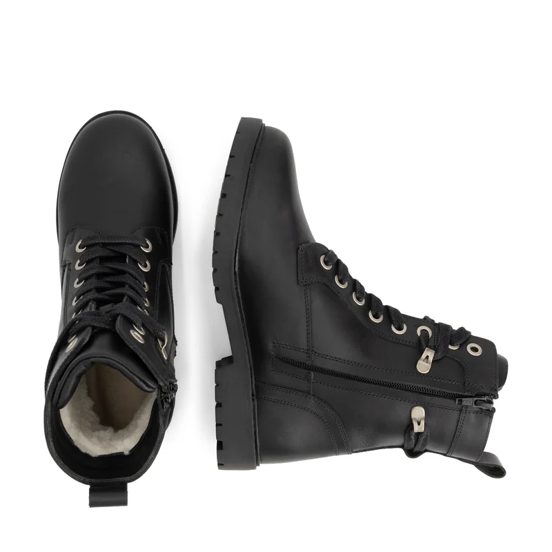 Kafjord Damen - Schnürboots - Wolle gefüttert - Schwarz