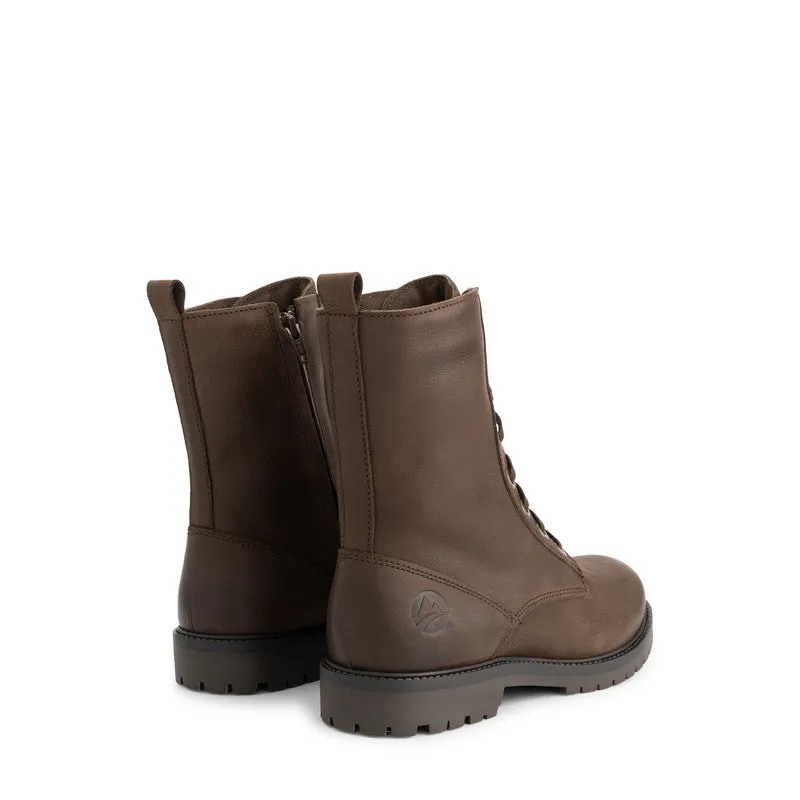 Bossvika Damen - Schnürboots met rits - Nubukleder - Braun