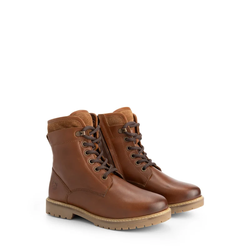Larvik Damen - Schnürboots - Wolle gefüttert - Cognac