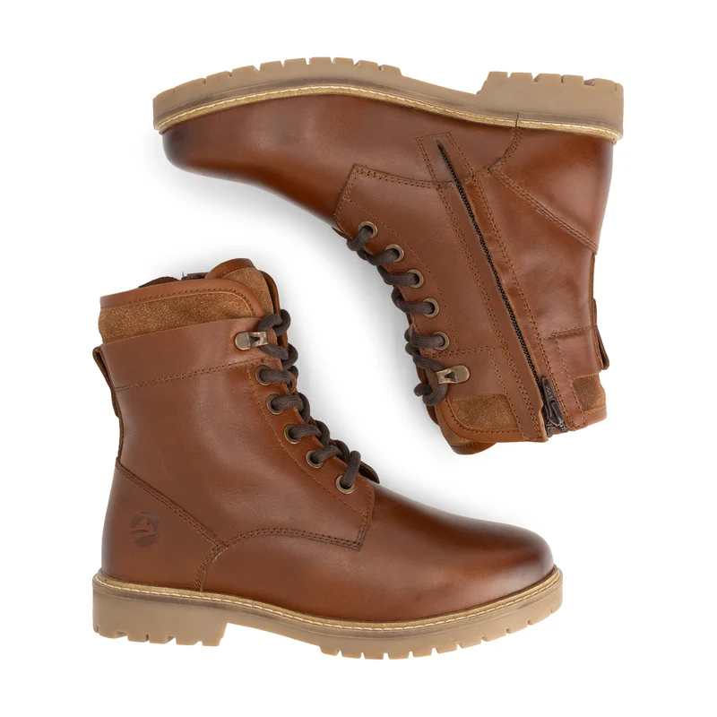 Larvik Damen - Schnürboots - Wolle gefüttert - Cognac