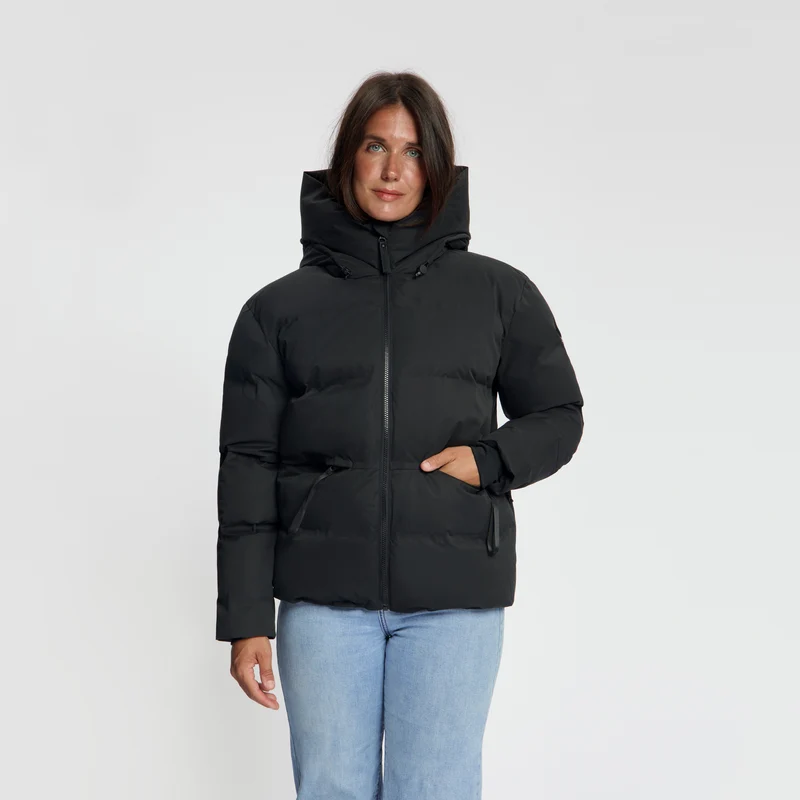 Oliv Damen – Puffer-Winterjacke – Wasserdicht – Schwarz