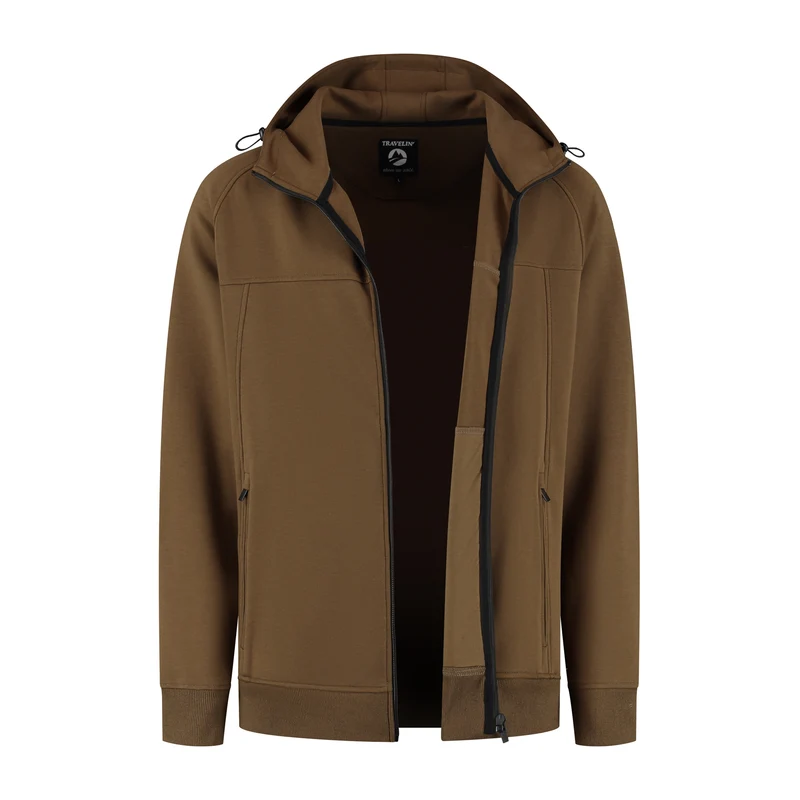 Steffen Herren - Outdoor-Strickjacke - Kapuze - Braun