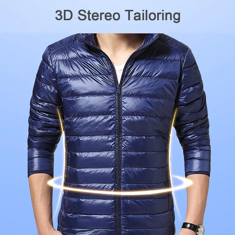 Herren Daunenjacke | Winter Steppjacke mit Stehkragen und leichter Wattierung