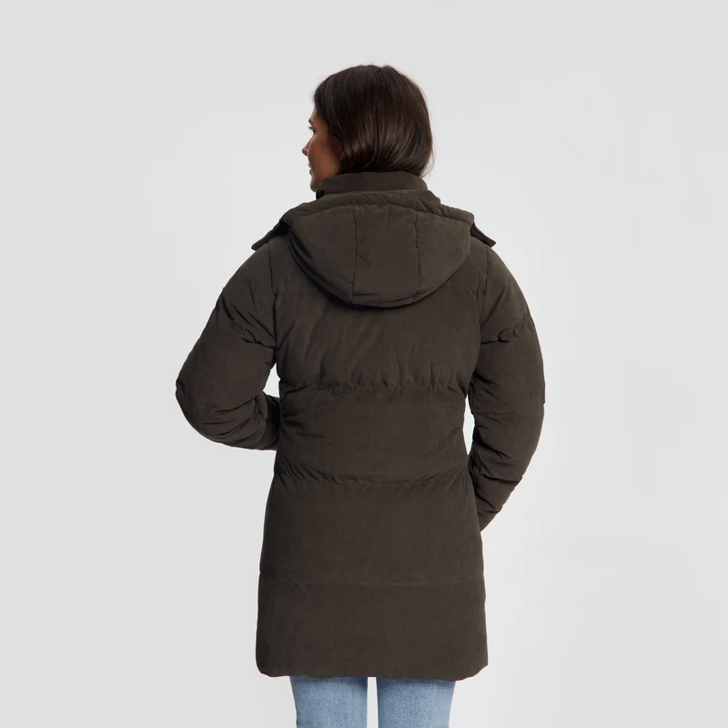 Ulvik Damen – Daunen-Winterjacke – Cord – Dunkelbraun