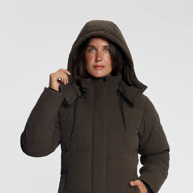 Ulvik Damen – Daunen-Winterjacke – Cord – Dunkelbraun