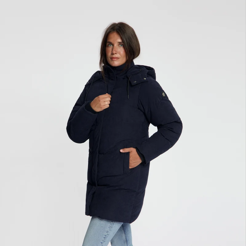 Ulvik Damen – Daunen-Winterjacke – Cord – Marineblau