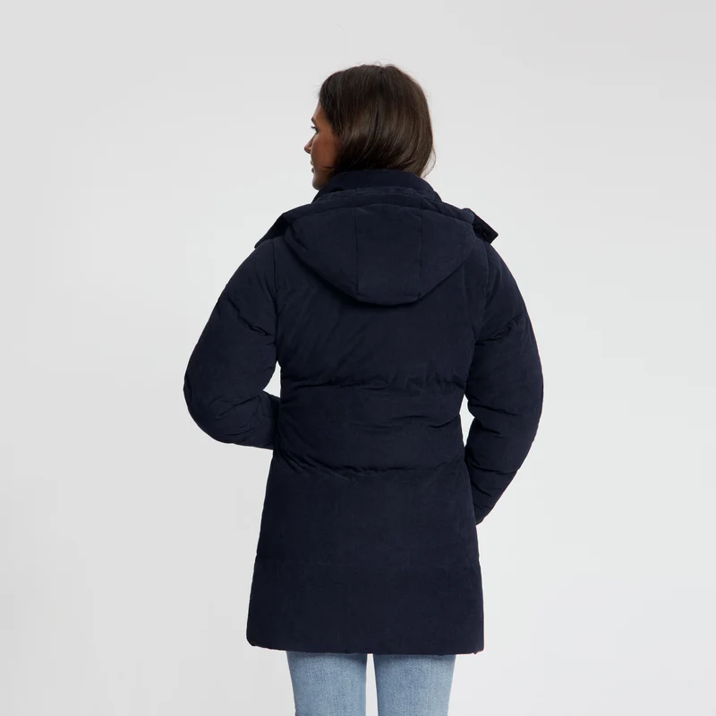 Ulvik Damen – Daunen-Winterjacke – Cord – Marineblau