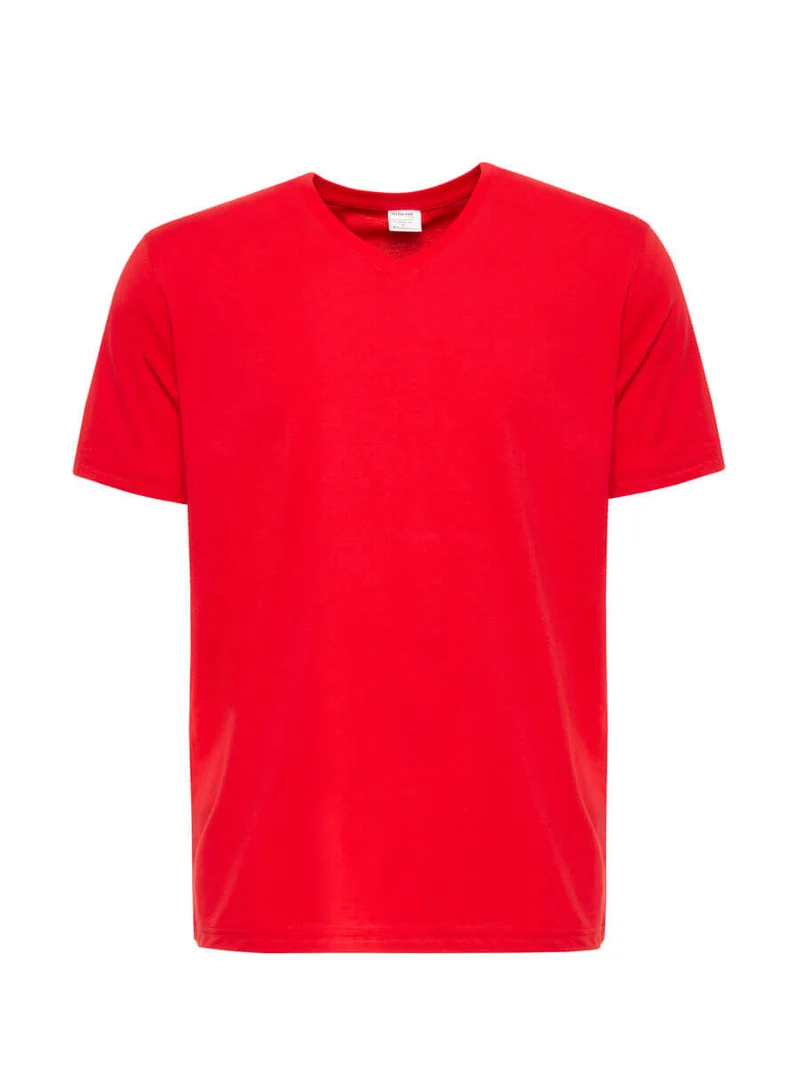 T - Shirt Bw. V - Kragen / M066-06 Rot