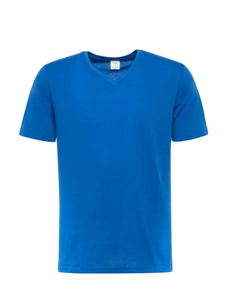T - Shirt Bw. V - Kragen / M066-06 Kornblau