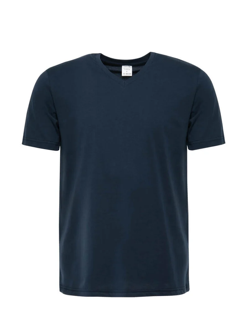 T - Shirt Bw. V - Kragen / M066-06 Marineblau