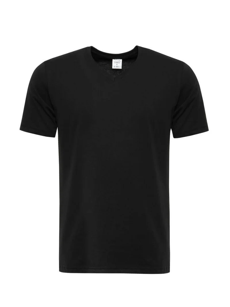 T - Shirt Bw. V - Kragen / M066-06 Schwarz