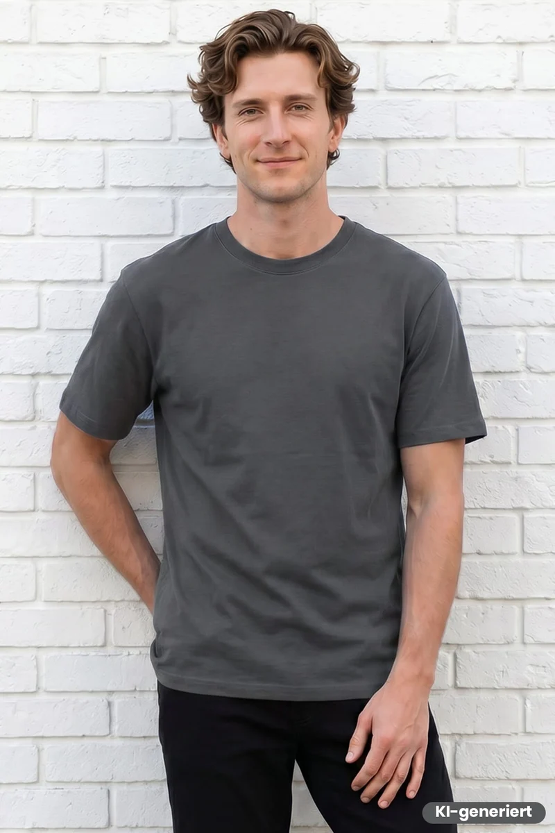 T - Shirt Rundhals / M066-03 Grau - Anthrazit