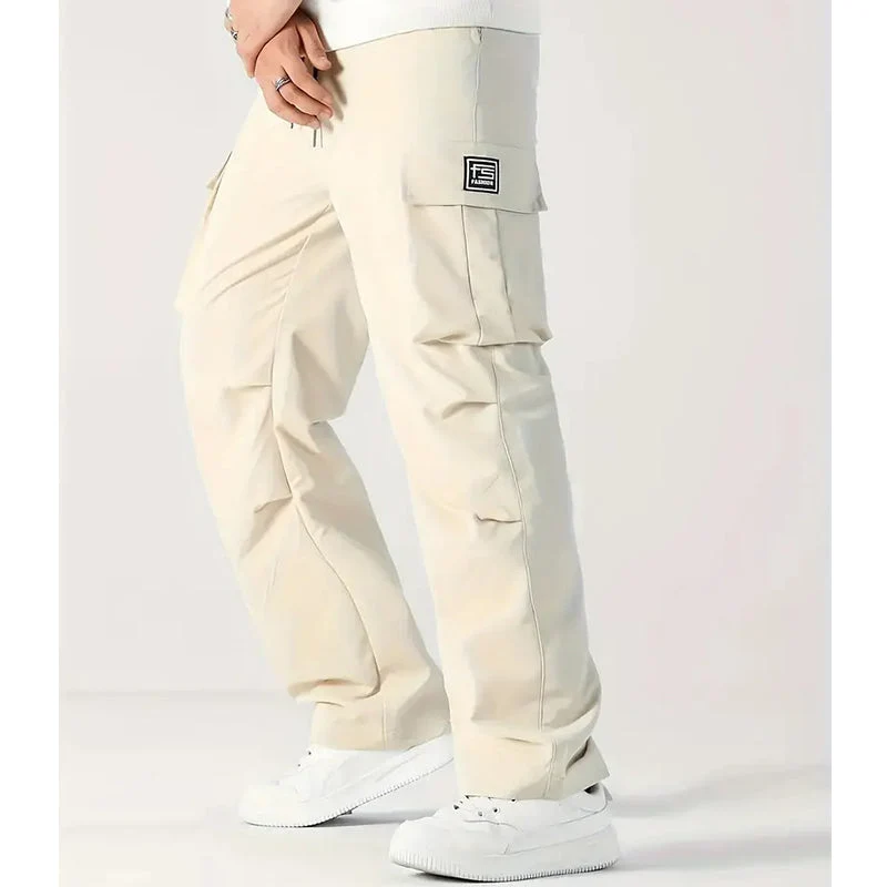 Herren Cargo Hose Stretch | Gerade Freizeithose mit Elastischem Bund & Cargotaschen | Bequeme Alltagshose