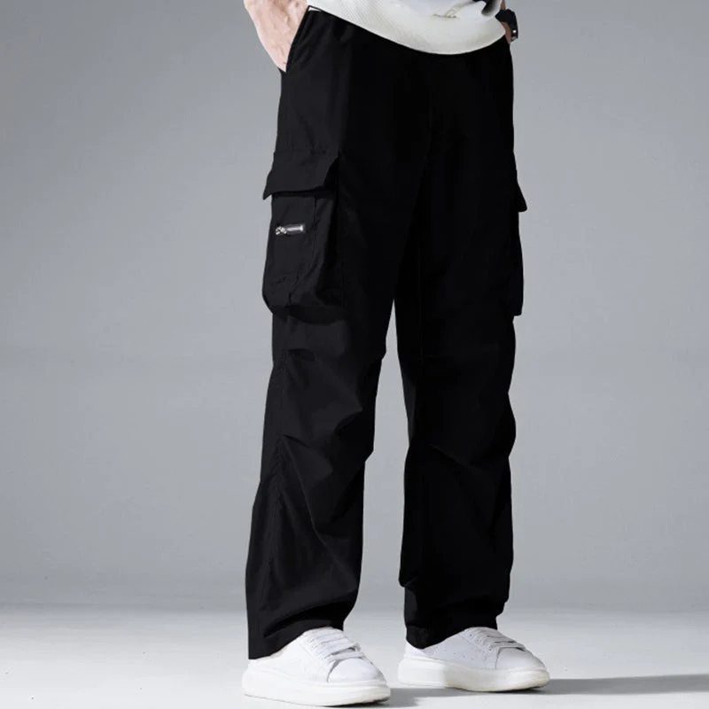 Herren Cargo Hose Stretch | Gerade Freizeithose mit Elastischem Bund & Cargotaschen | Bequeme Alltagshose
