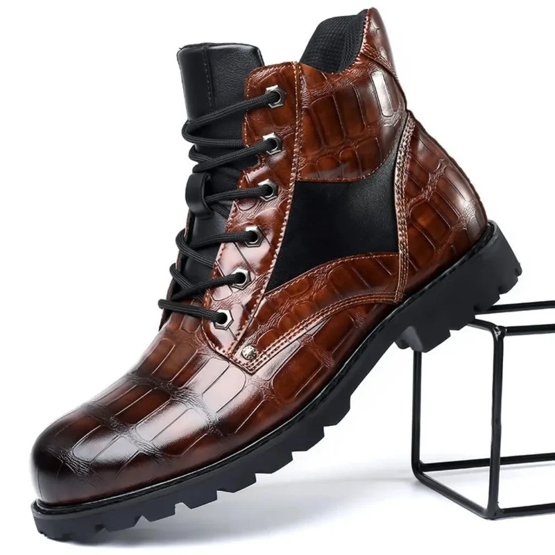 Herren Chelsea Boots in Kroko-Optik | Elegante Stiefeletten mit Gepolstertem Innenfutter | Robuste Freizeitschuhe für Alltag & Business