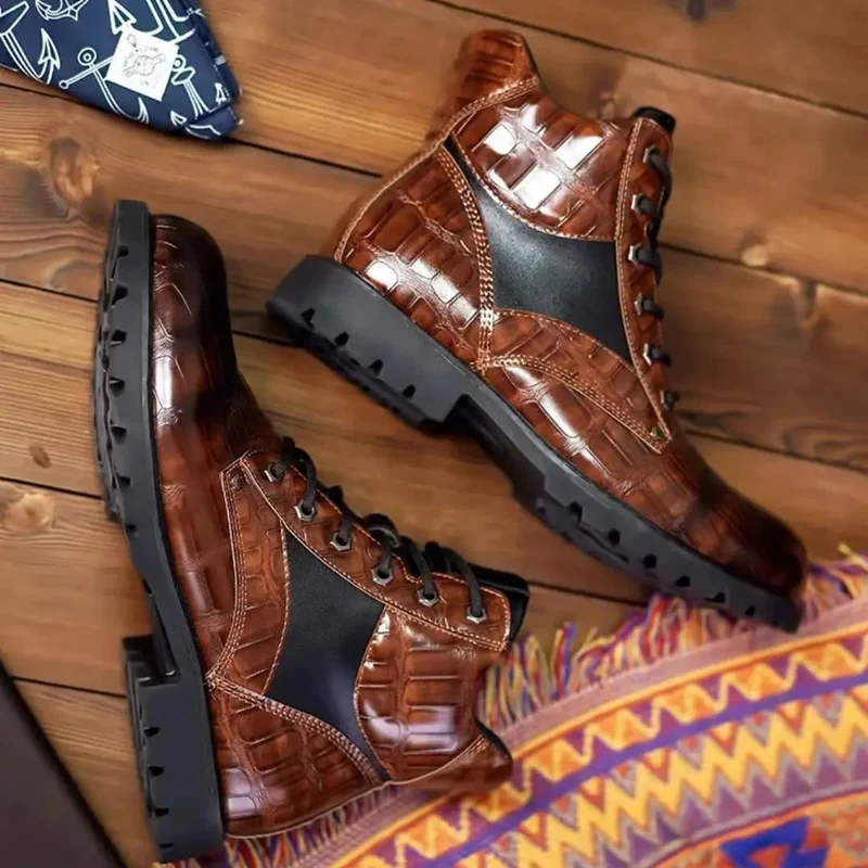 Herren Chelsea Boots in Kroko-Optik | Elegante Stiefeletten mit Gepolstertem Innenfutter | Robuste Freizeitschuhe für Alltag & Business