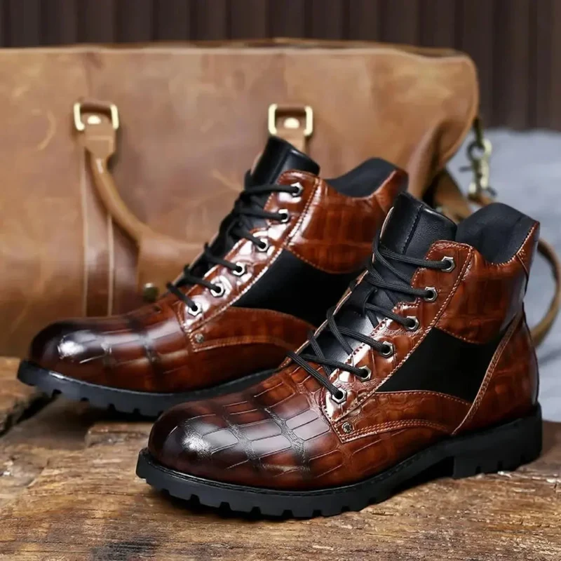 Herren Chelsea Boots in Kroko-Optik | Elegante Stiefeletten mit Gepolstertem Innenfutter | Robuste Freizeitschuhe für Alltag & Business