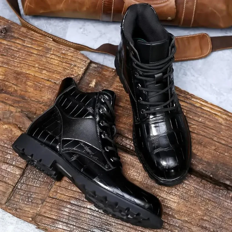 Herren Chelsea Boots in Kroko-Optik | Elegante Stiefeletten mit Gepolstertem Innenfutter | Robuste Freizeitschuhe für Alltag & Business