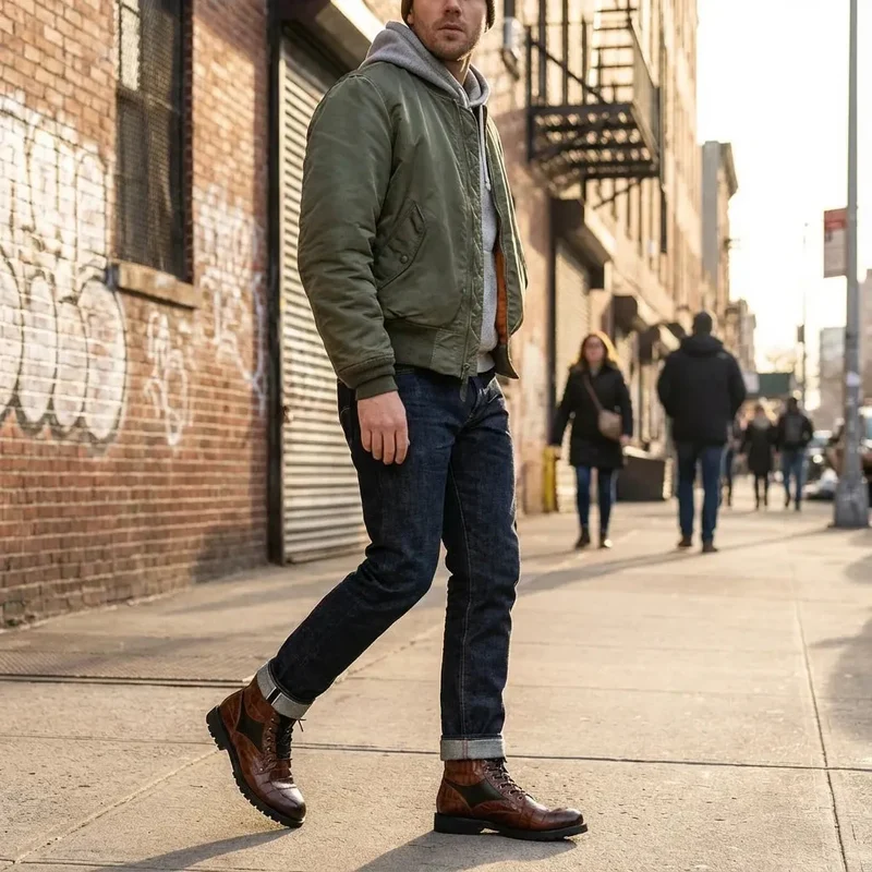 Herren Chelsea Boots in Kroko-Optik | Elegante Stiefeletten mit Gepolstertem Innenfutter | Robuste Freizeitschuhe für Alltag & Business