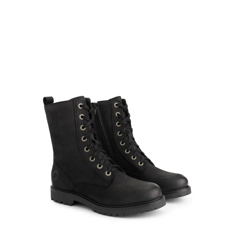 Bossvika Damen - Schnürboots met rits - Nubukleder - Schwarz