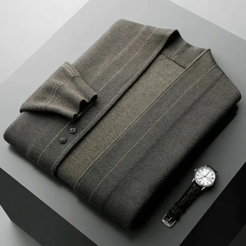 Herren Strickjacke aus Schurwolle | Warmer Cardigan mit Jacquardmuster | Weiche Wolljacke mit Knopfleiste