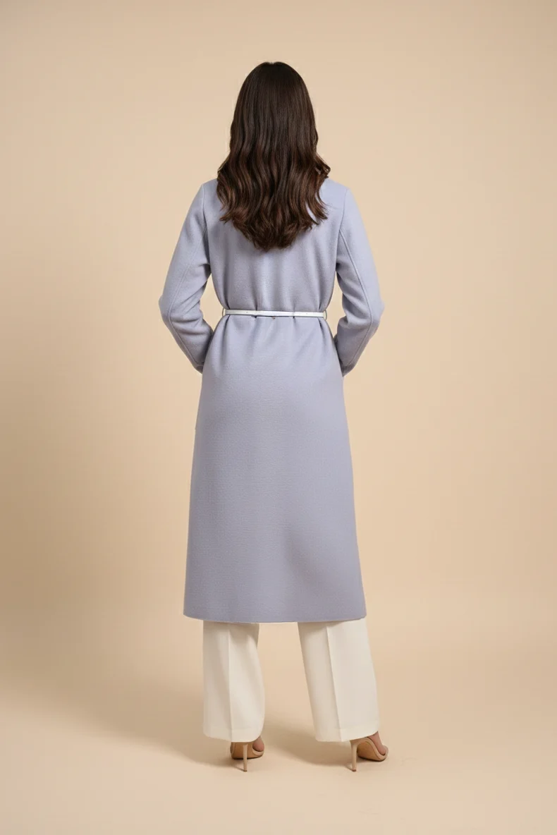 Damen Mantel mit Cape-Kragen | Langer Übergangsmantel mit offenen Front | Eleganter Longline-Mantel
