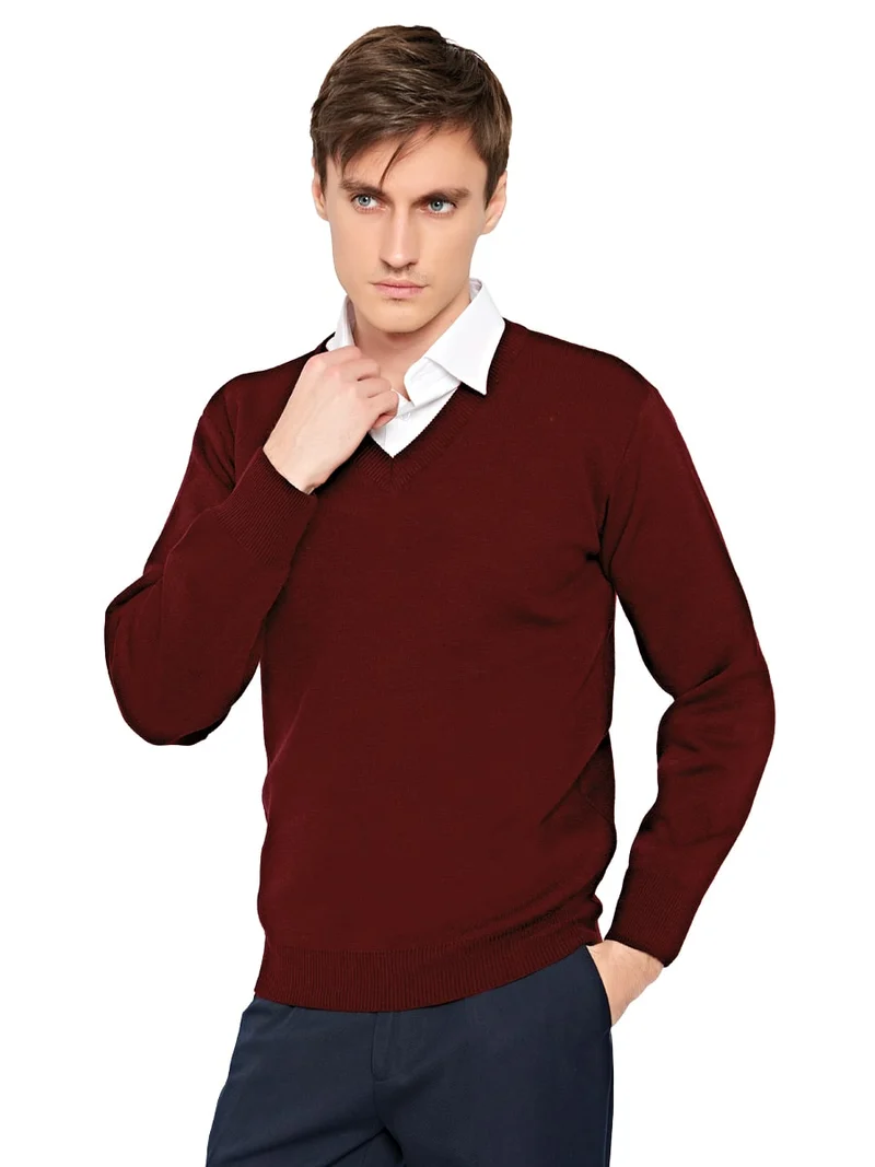 Pullover V - Kragen / T006-05 Bordeaux