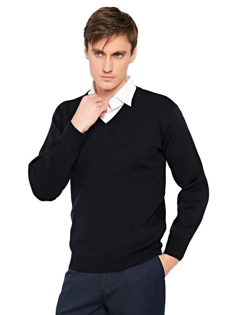 Pullover V - Kragen / T006-05 Marineblau