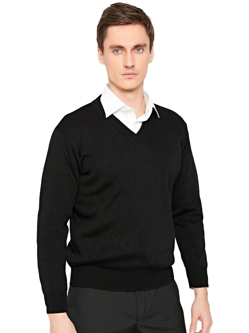 Pullover V - Kragen / T006-05 Schwarz