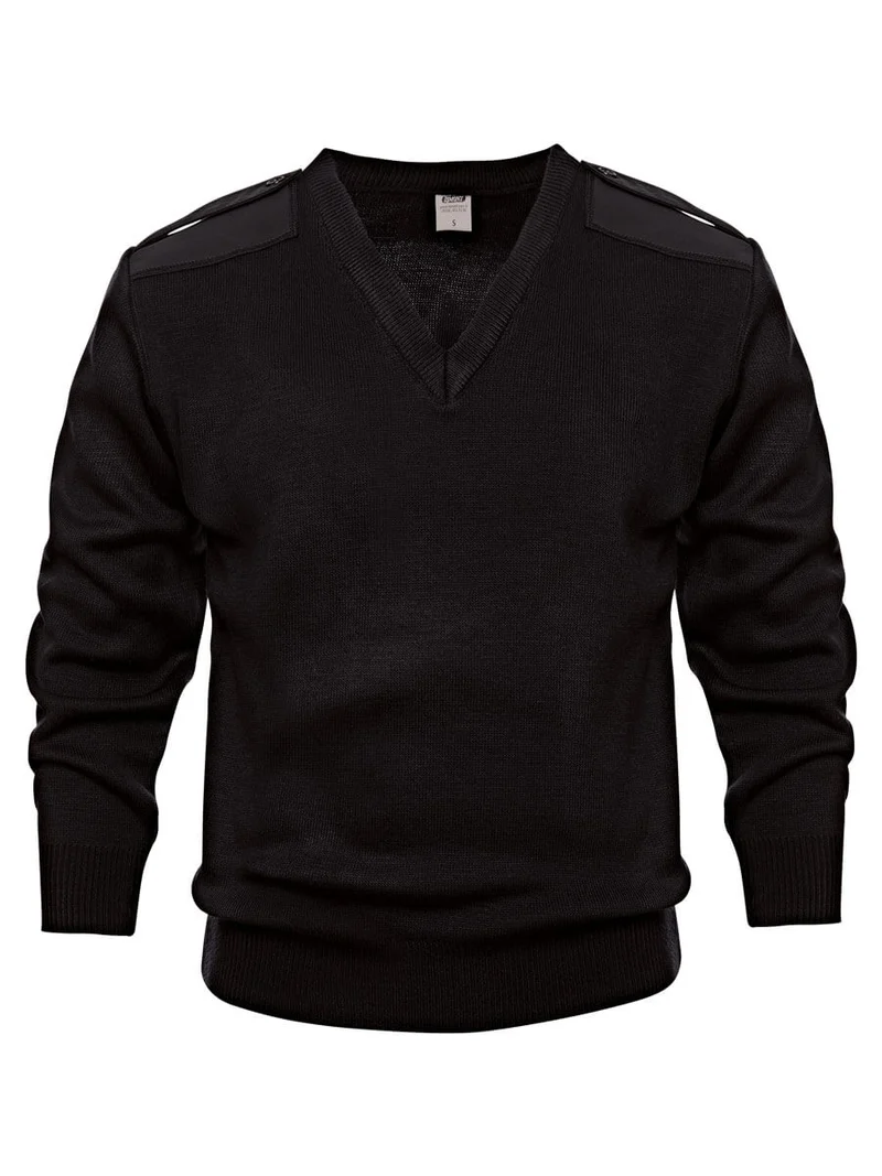 Pullover V - Kragen / T006-02 Schwarz