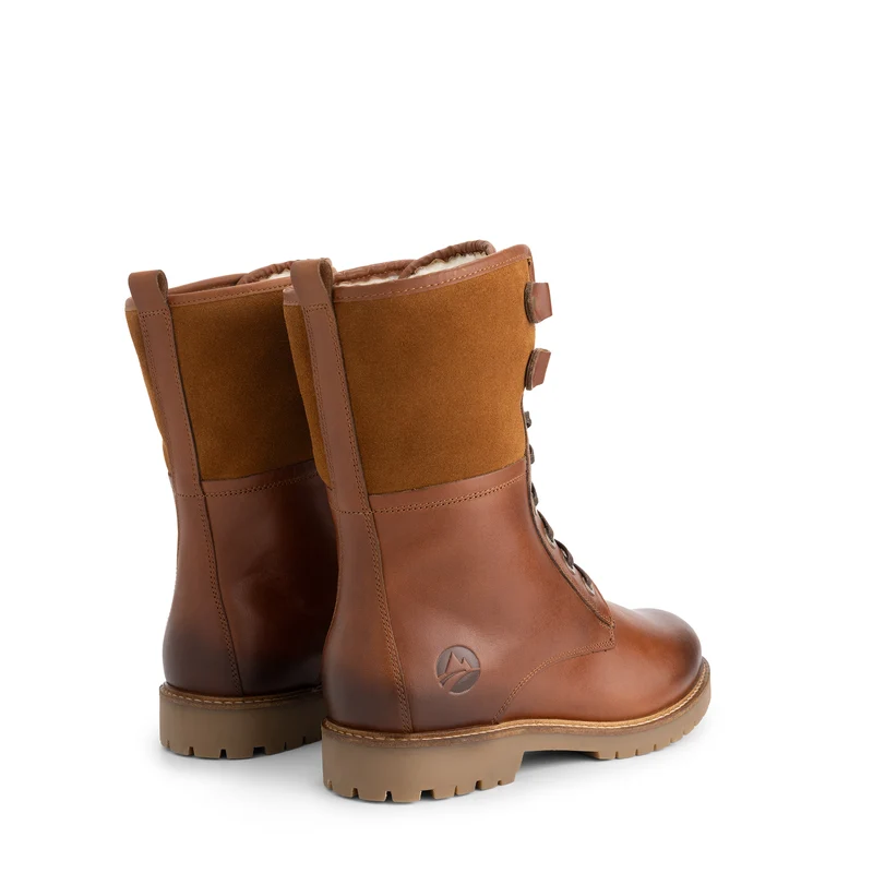 Kongea Damen - Schnürboots - Wolle gefüttert - Cognac