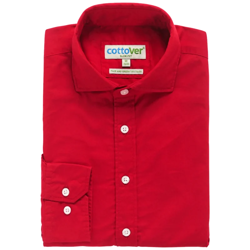Cottover Shirt Twill Slim Fit Heren GOTS Gecertificeerd 141048