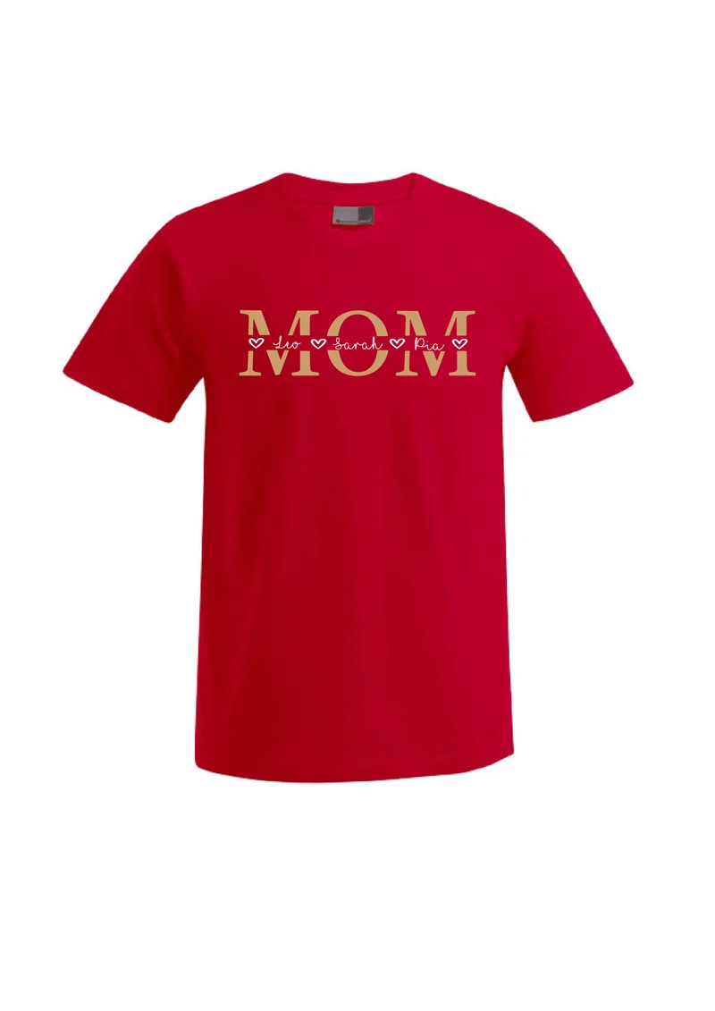 T-Shirt MOM - Herzen geteilt gold
