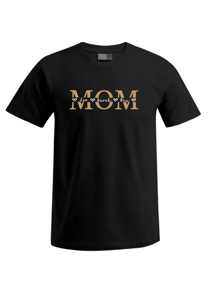 T-Shirt MOM - Herzen geteilt gold